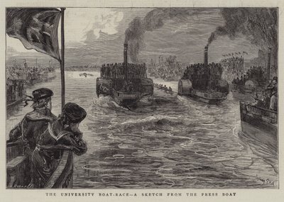 The University Boat-Race, a Sketch from the Press Boat by Sydney Prior Hall